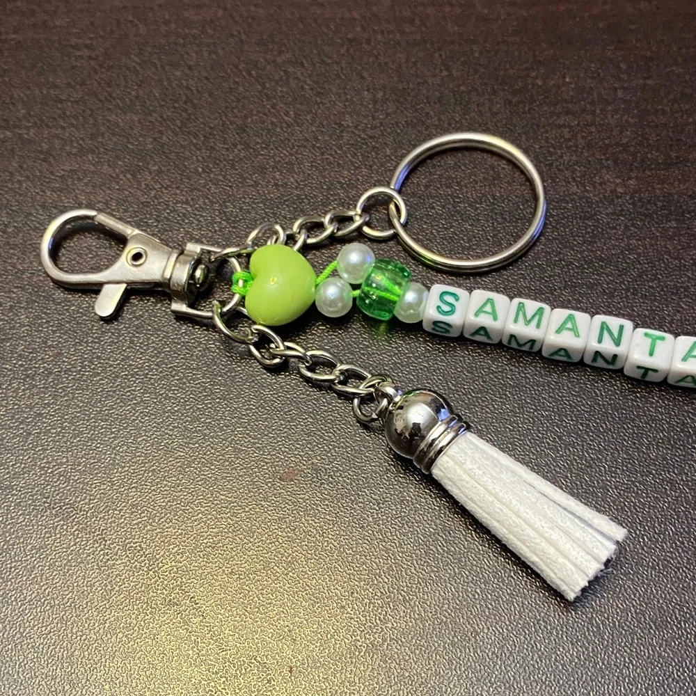 Keychain beaded purse charm with personalized Name Samanta